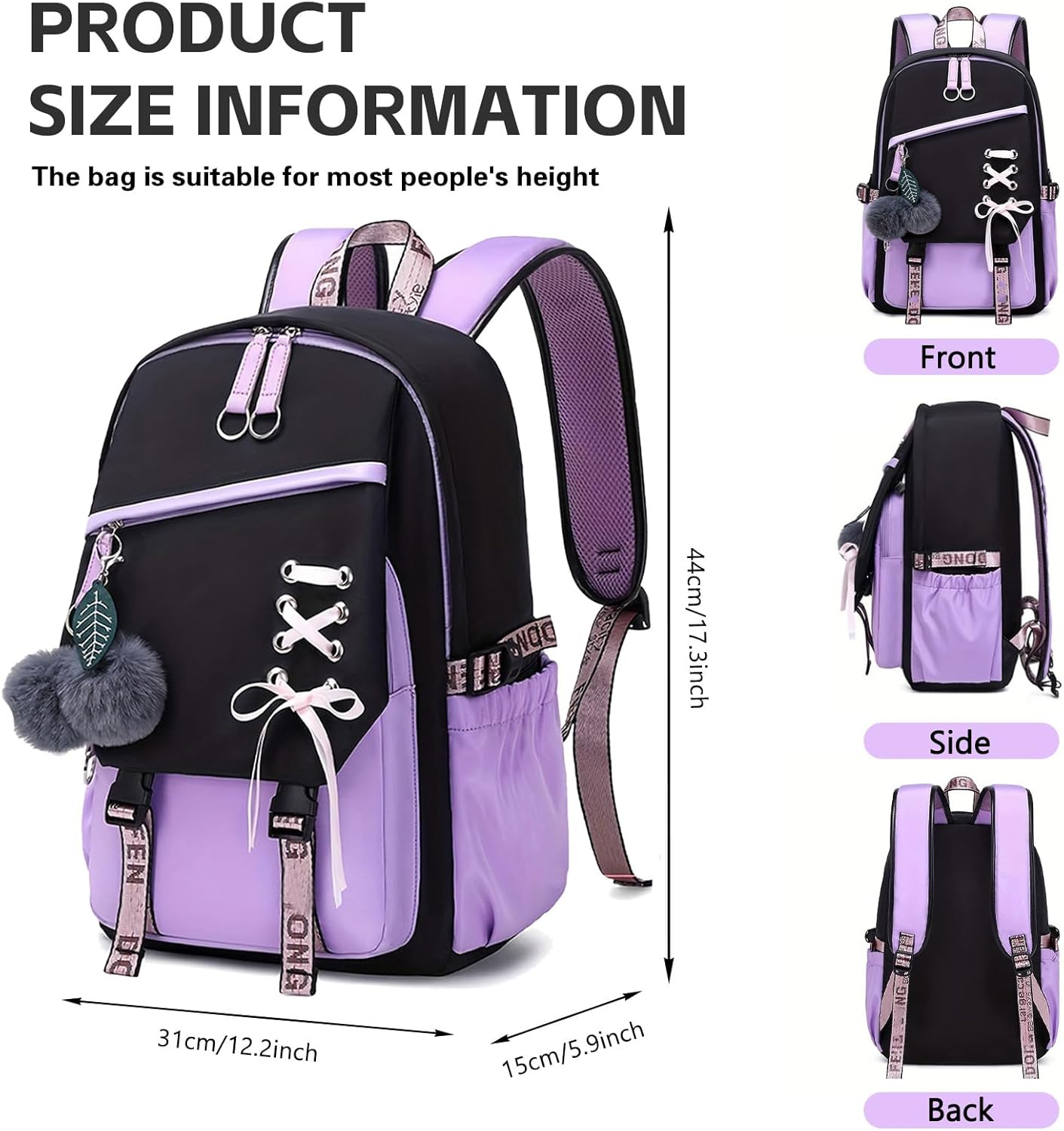 School Bags For Girls.Laptop School Bag Kids Kindergarten Elementary College Backpacks Large Bookbags for Teen Girls Women Students Casual Travel Daypacks lunch bag Combination lock
