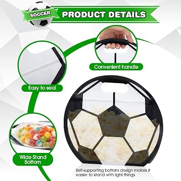 25pcs Soccer Snack Bags with Handles Reusable Ziplock Stand-Up Plastic,Party Favors Goodie Treat Bags for Team Game Day Snacks