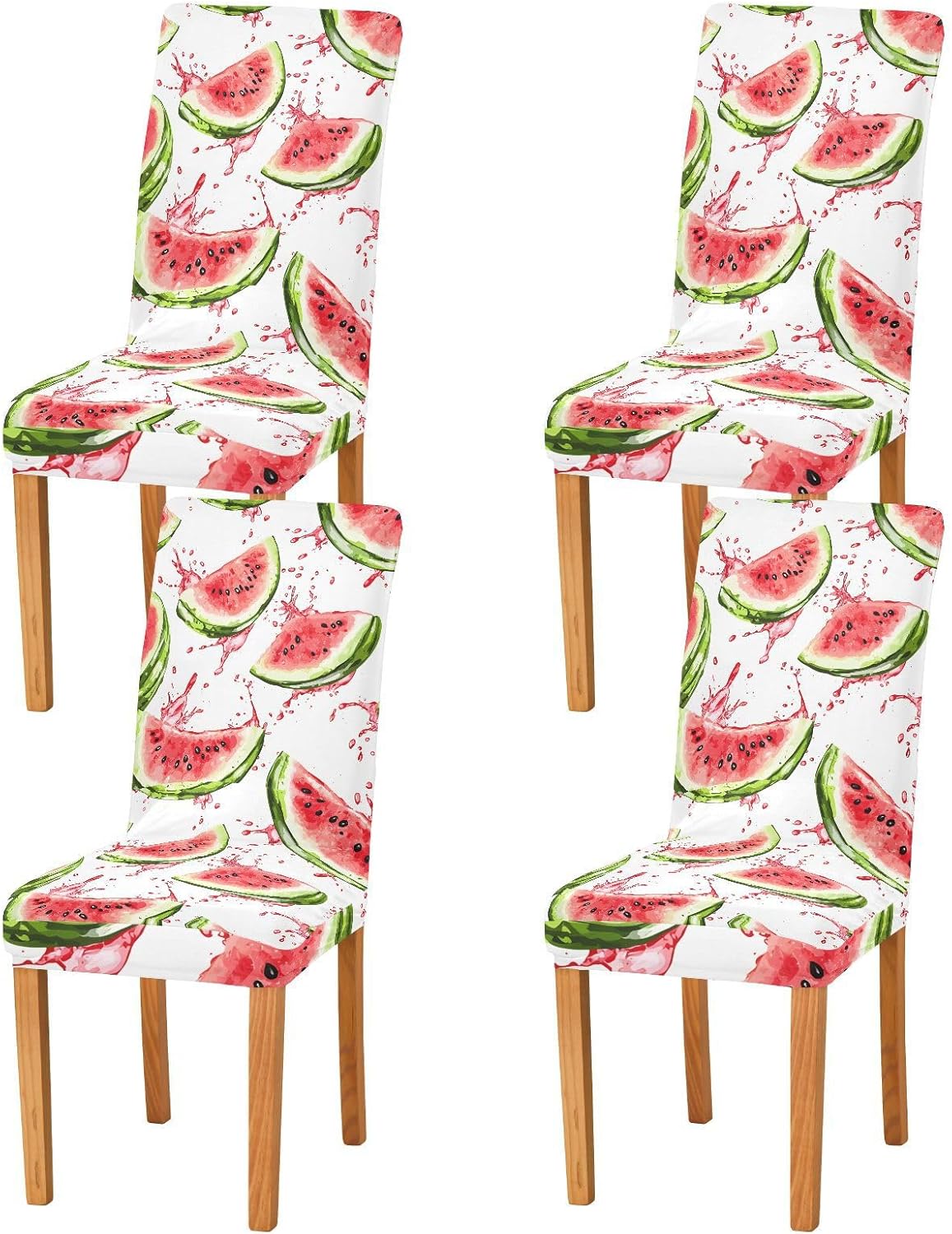ALAZA Chair Covers for Dining Room, Watermelon Watercolor Pattern Stretch Chair Cover Sets Chair Protector Removable Washable for Ktichen Restaurant Hotel