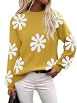 Zeagoo Women's Sweater Long Sleeve Pullover Ribbed Knitted Pattern Casual Tops Sweater