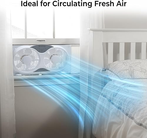 Vista 35 de Comfort Zone CZ310R - Ventilador de ventana doble reversible de 3 velocidades, 3 funciones con control remoto, cubierta extraíble