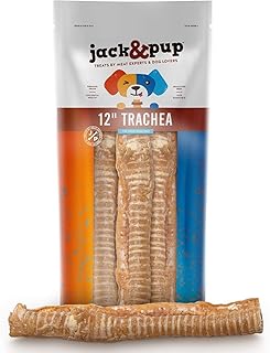 Jack&Pup 12" Beef Trachea for Dogs | All Natural Single Ingredient Dog Treat Dog Trachea Chews | Savory and Fun Treat for Dogs (3 Pack)