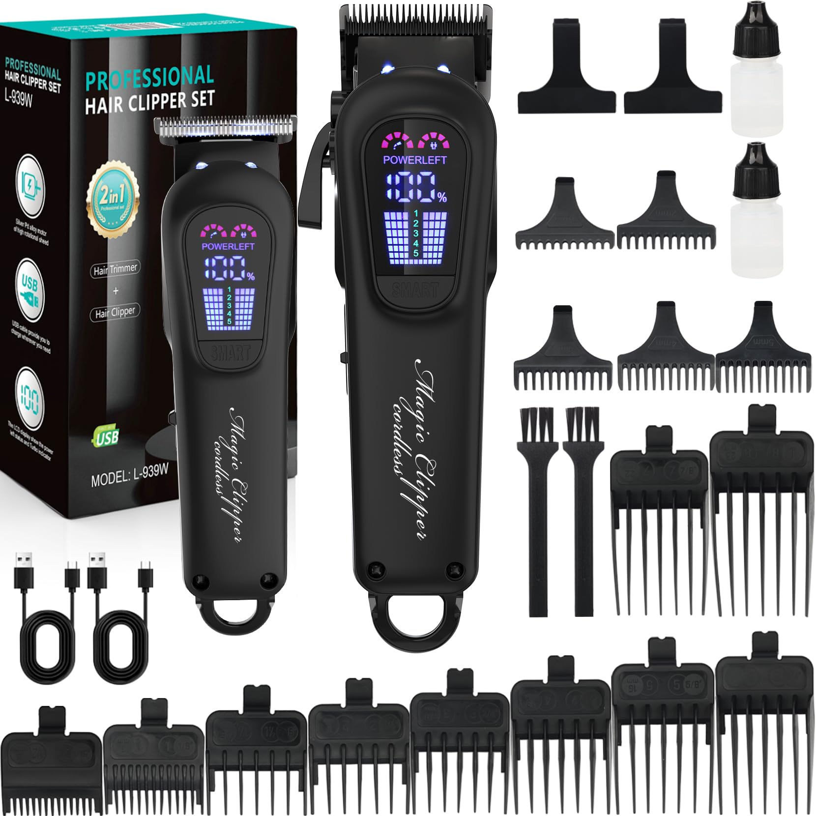 BRICH Expert Haarschneidemaschine, Cordless Rechargeable Hair Cutting Kit for Men Precision Trim for Beard Head & Body Hair