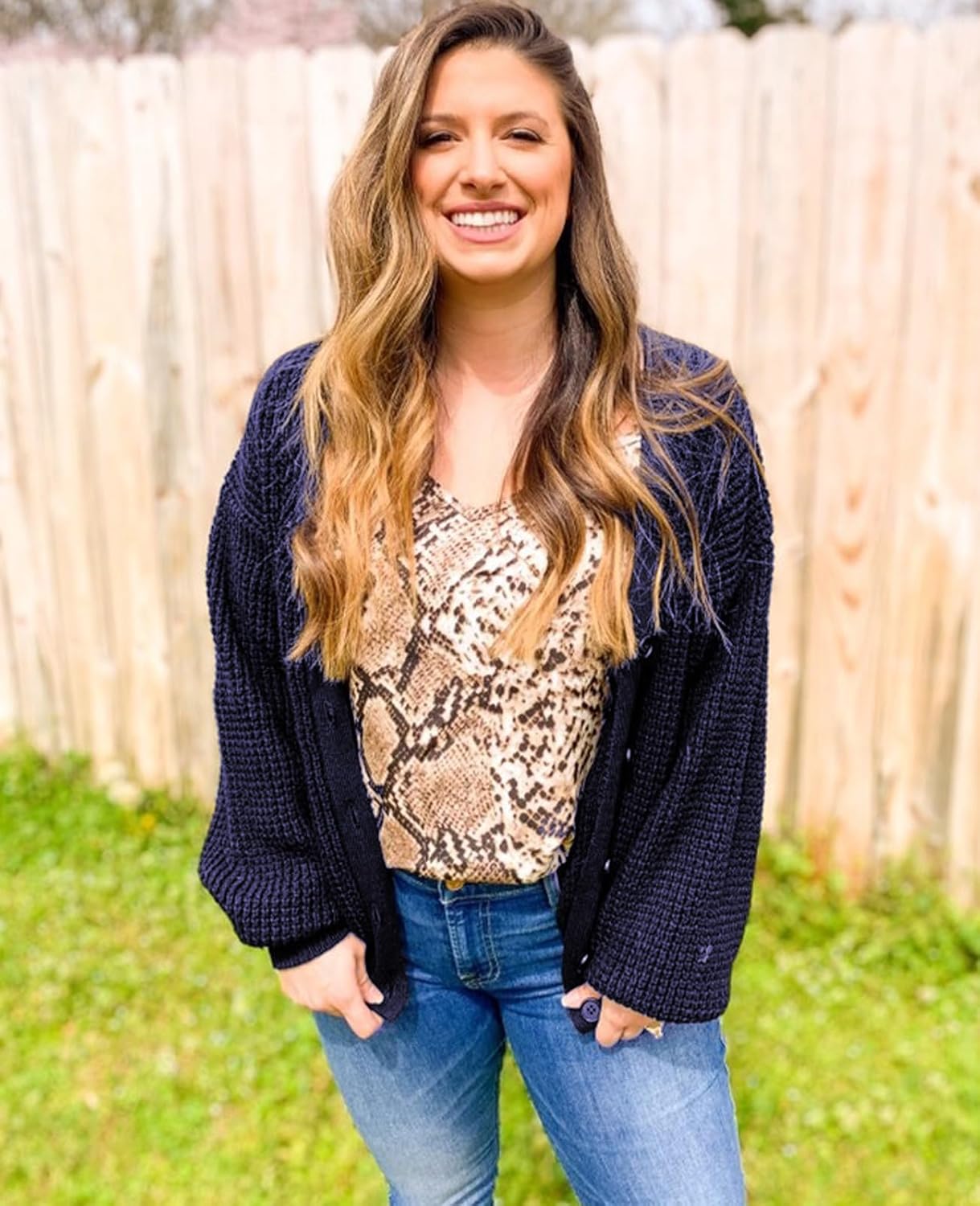 QUALFORT Cardigan Sweaters for Women 100% Cotton Button-Down Oversized Knit Outerwear Fall Tops for Women 2026 - Image 7