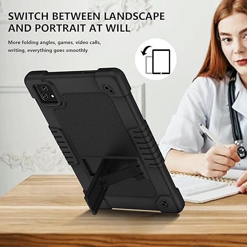 Miniatura 8 de Funda para tablet T-Mobile Revvl Tab 5G lanzada en 2023, correa para el hombro de silicona suave y parte trasera dura, híbrida a prueba de golpes,