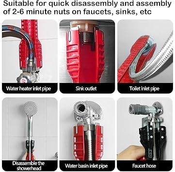 KFSCIP 2 PCS Tap Spanner, Plumbing Tools and Equipment, Basin Wrench, Taps Spanner for Tight Space, Tap Wrench, Plumbers Tools, Sink Wrench, Sink Taps Spanners, Plumbing Spanners, 8 in 1 Wrench