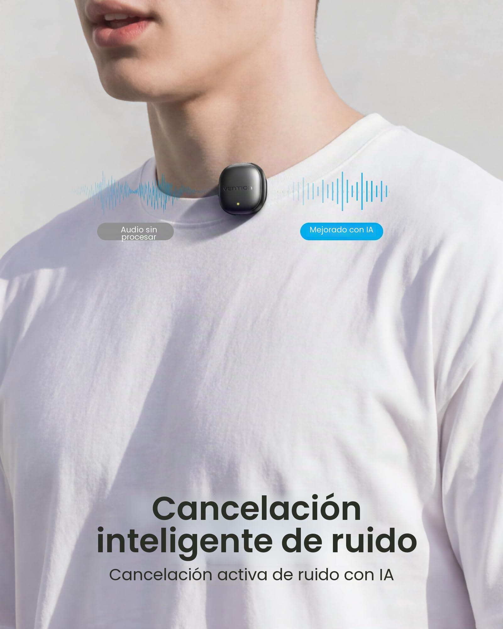 Micrófono Inalámbrico Mini para iPhone 17/16/15 Pro MAX, USB-C Micrófono de Solapa Bluetooth para Android, con Cancelación de Ruido AI y Estuche de Carga 24H para Grabaciones de Video/Vlogging
