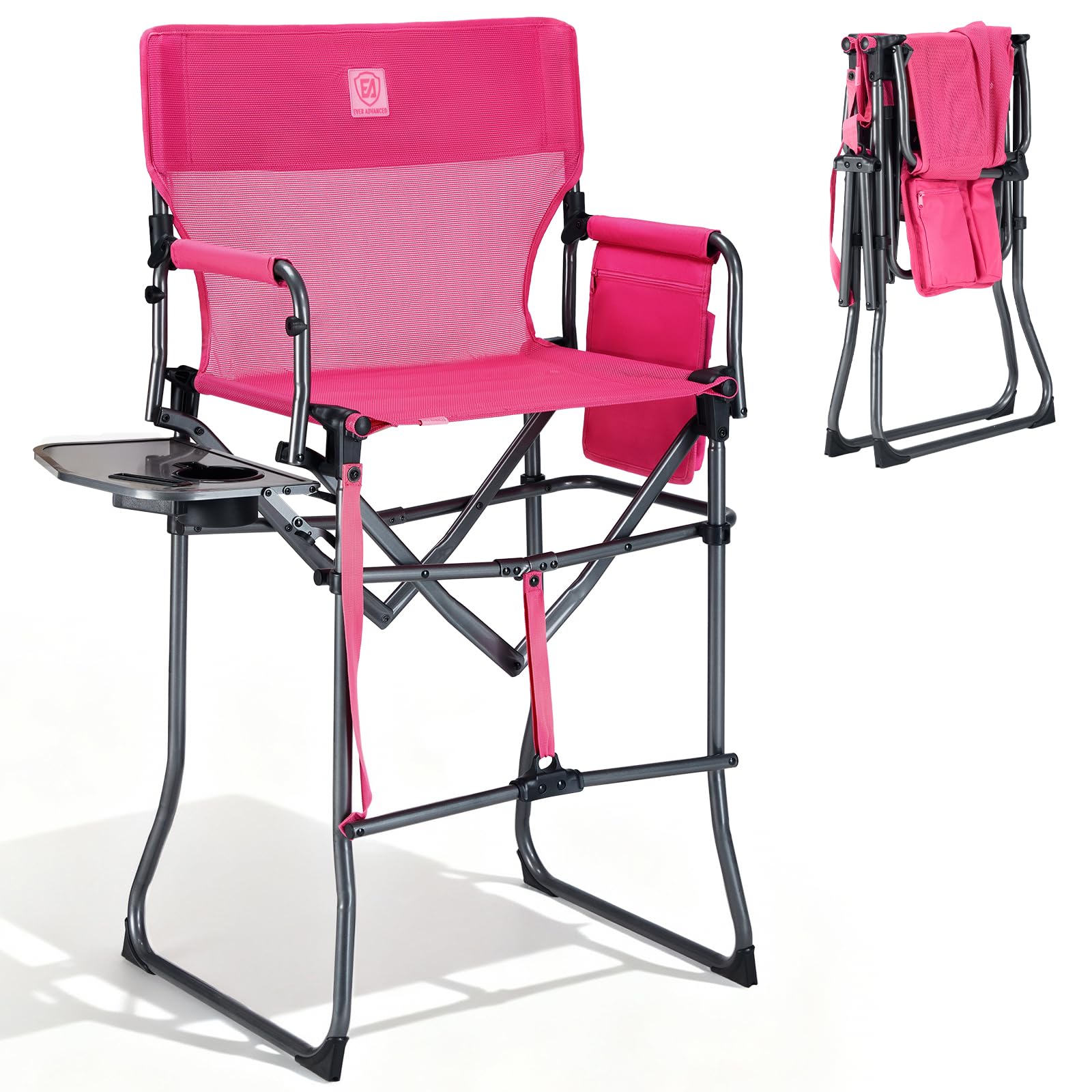 EVER ADVANCED tall camping directors chair pink mesh