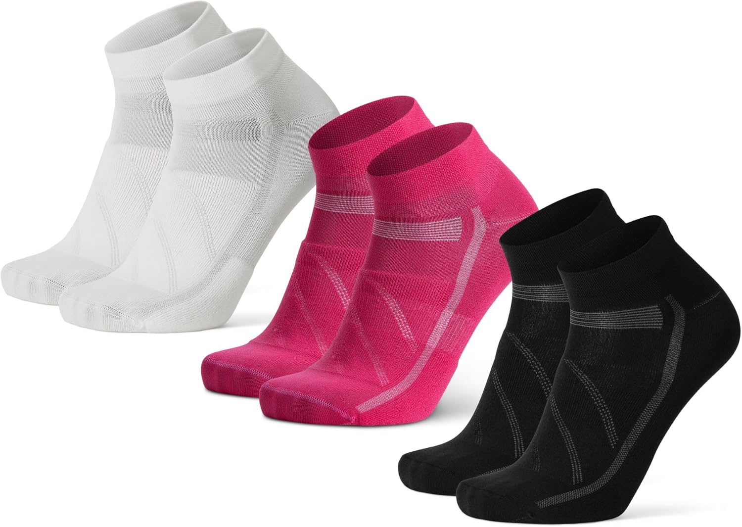 DANISH ENDURANCE Cycling Socks, Ankle Length, Breathable, Cushioned, Biking Socks for Men & Women, 3 Pack