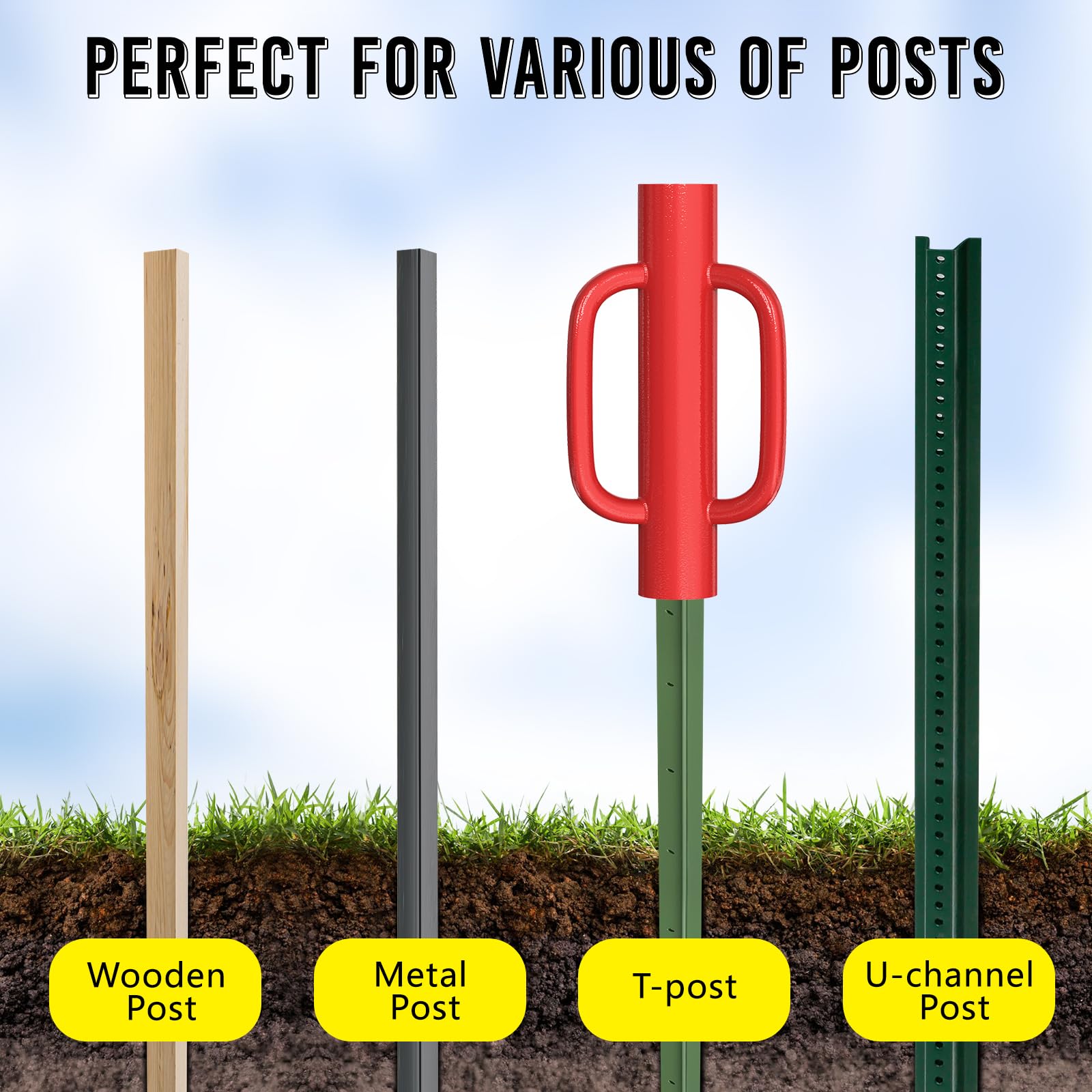 Pilote De Poteau De Clôture En T De 8,2 Kg Avec Poignée Robuste Avec