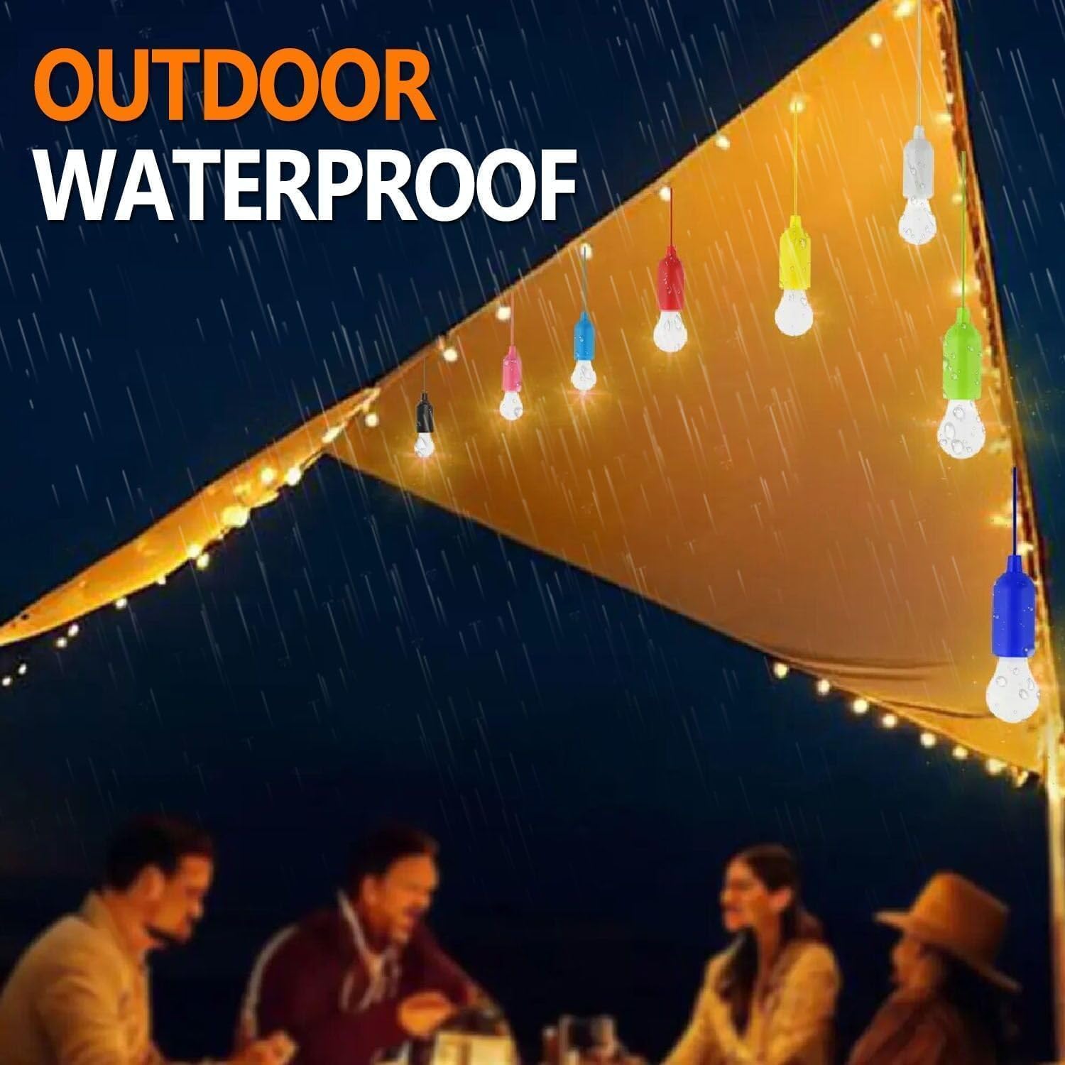 Outdoor Camping Small LED Rope Pendant Light, Bright LED Can Hang Tent Light, Battery Powered Light, Four Color Lights Suitable for Camping, Barbecue, and Gatherings (4)