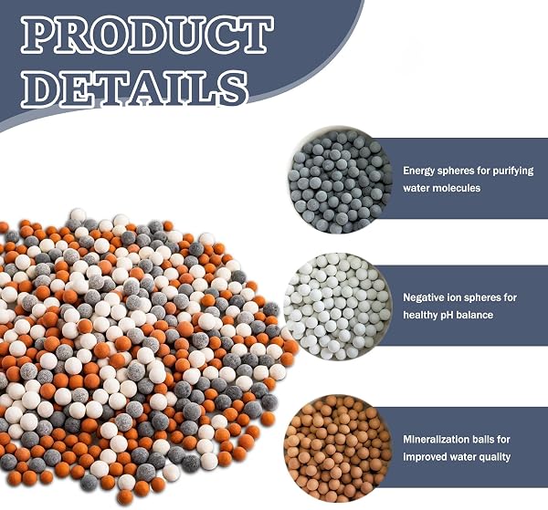 Bolas Minerales Filtro Ducha, Set de 12 Mineral Shower Filter Balls, Bolsas de Bolas Minerales de Iones Negativos como Relleno para Filtro Iónico de Cabezal de Ducha, Ayuda a Acondicionar el Agua - 3