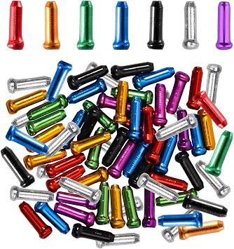 100PCS Bike Brake Cable End Cap Crimps, Cable End Tips for Road Mountain Bicycle, Colorful