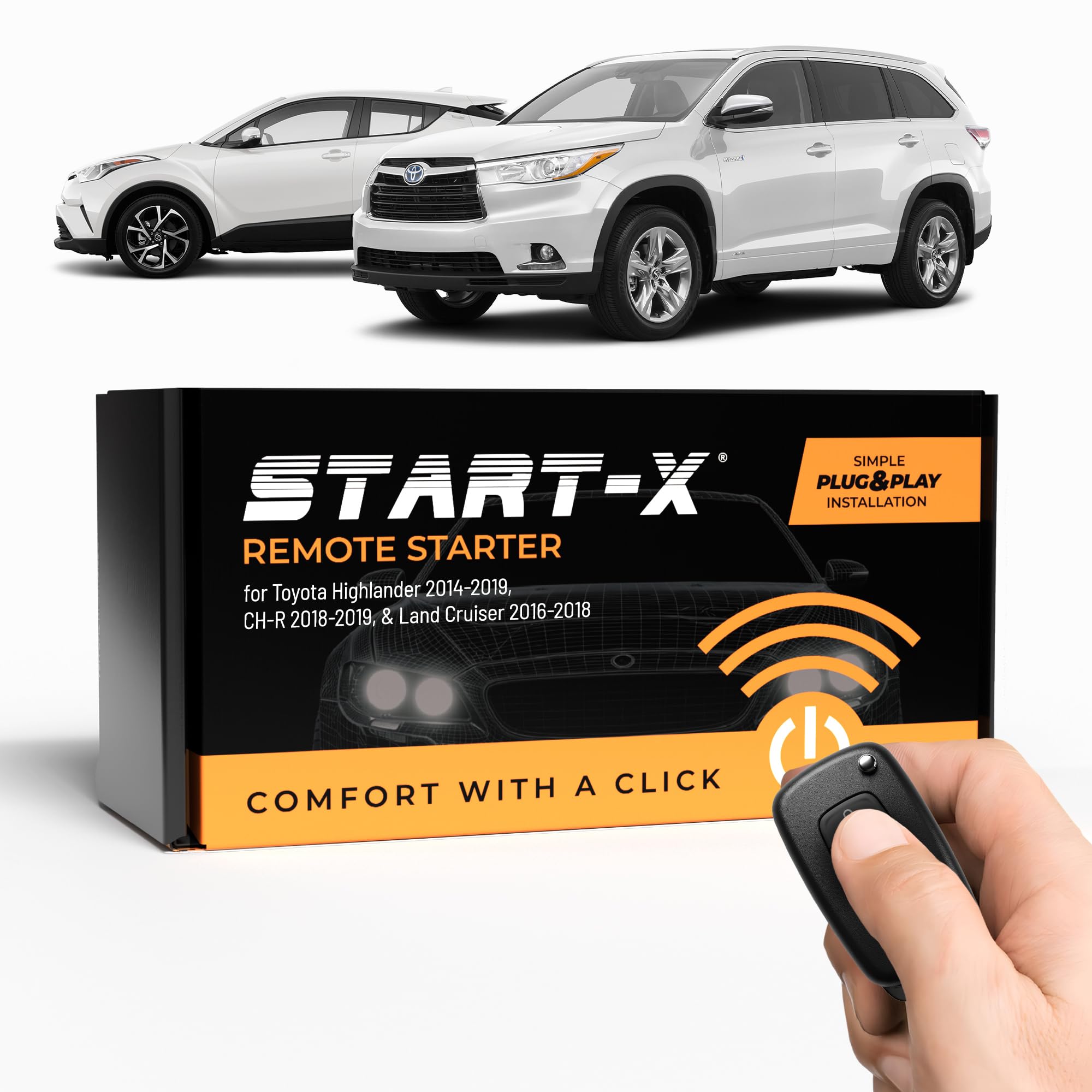 Start-X Plug N Play Remote Starter Kit for Toyota Highlander 2014-2019, C-HR 2018-2019, Land Cruiser 2016-2018 / Push to Start