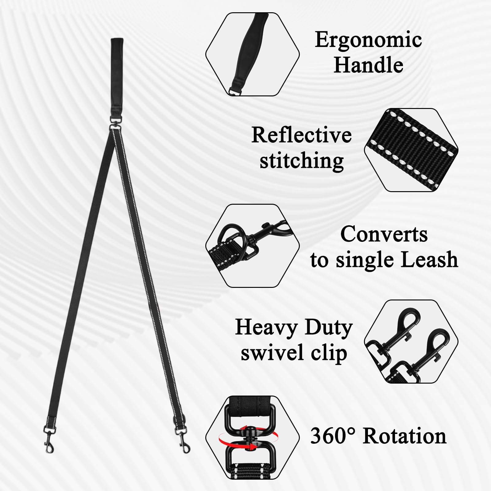 Kighdel Double Ended Lead for Dogs,Double Clip Lead for Dogs,Multi-Function Double Ended Dog Lead,Anti-Pull Two Point Control Dog Leash,Can Be Converted Into a Single Leash for Medium and Large Dogs - Image 3