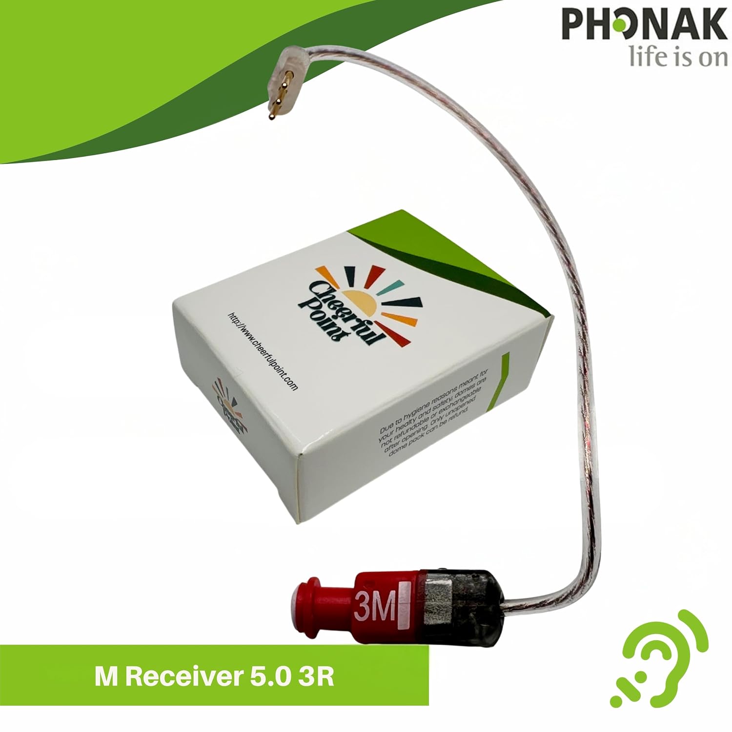 Phonak 5.0 Receiver – M Size – Level 3 – Right Ear (R) – (054-1217) – 3 Pin – Compatible with Lumity, Paradise, Marvel RIC Hearing Aids – Original Phonak Replacement