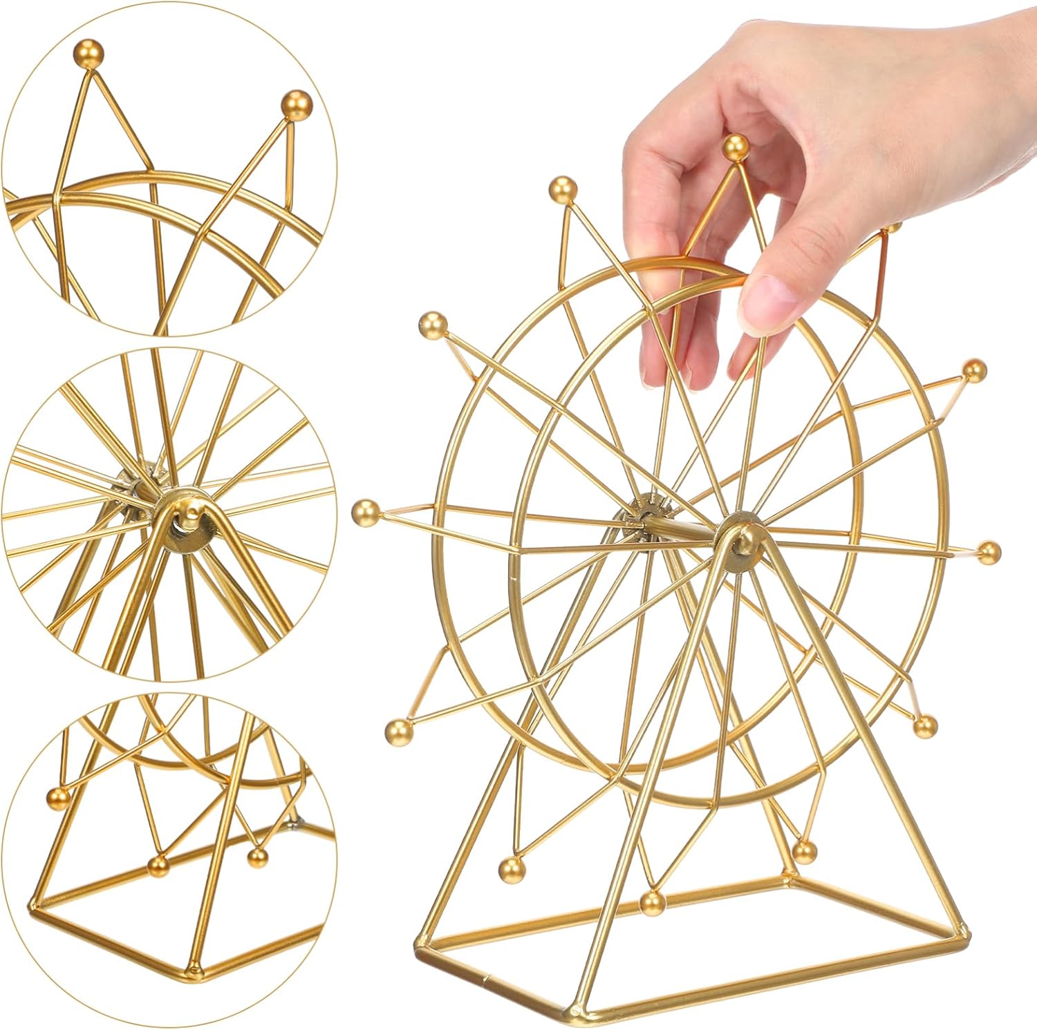 SEWACC Golden Iron Ferris Wheel Ornament Stylish Home Decor for Living Room Desk Entryway 9.06 X 8.66 X 3.54 Inch