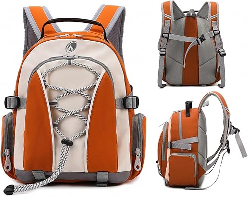 Miniatura 8 de Mini mochila de senderismo naranja de 10L con correa para el pecho para niñas y niños, mochila pequeña de senderismo con correas acolchadas para