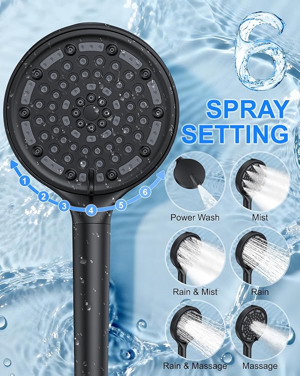 Matte Black 11-Inch Rainfall Shower System – Premium Filtered Handheld Sprayer & Fixed Shower Head, Complete Bathroom Set Faucet Mixer Trim & Valve by KOJOX - Image 6
