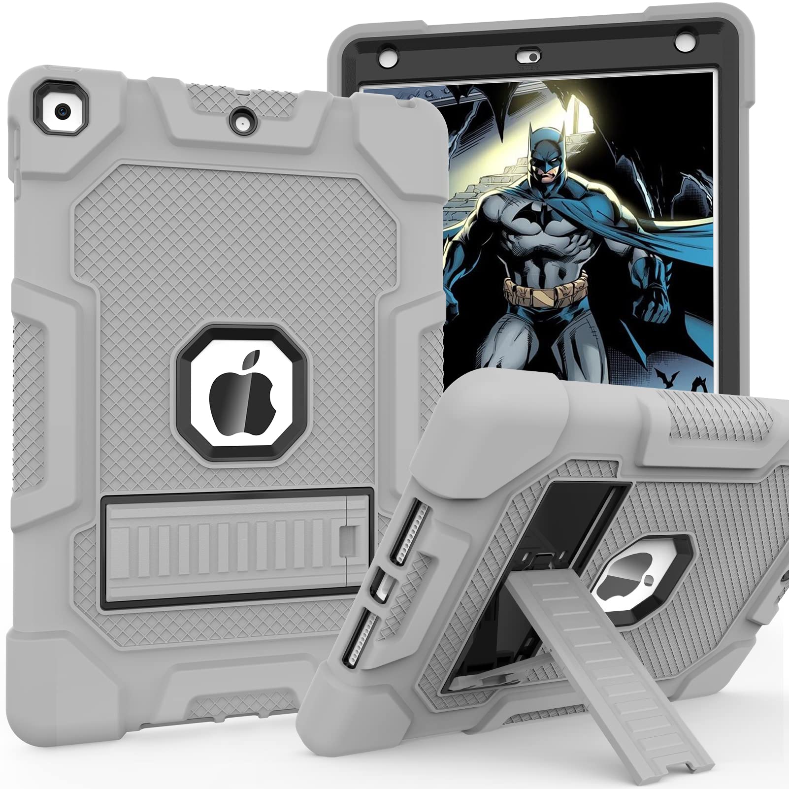 TIMISM iPad 9th Generation Case, iPad 8th/7th Generation Case, iPad 10.2 2021/2020/2019 Case with Kickstand, Heavy Duty Shockproof Hard Hybrid Three