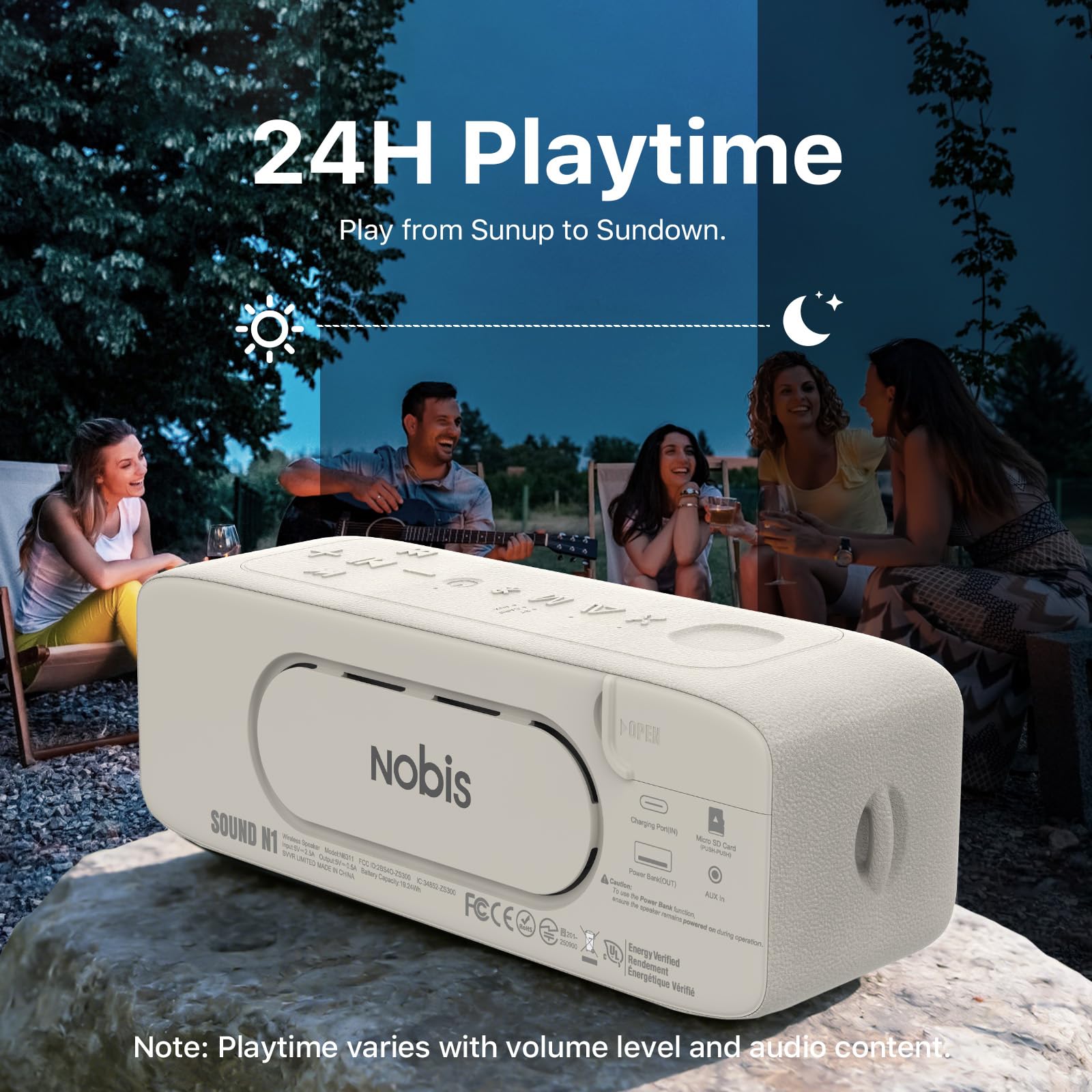 NOBIS Altavoz Bluetooth Ducha 20W, Impermeable IP68, Bluetooth 6.0, 24h de Reproducción, Emparejamiento Estéreo TWS, Ranura para Tarjeta TF & Entrada AUX, para Camping, Viajes, Hogar y Exterior