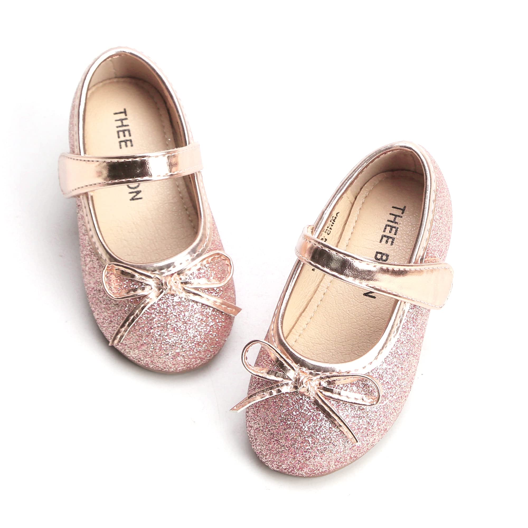 THEE BRON Girl's Toddler/Little Kid Ballet Mary Jane Flat Shoes (11M US Little Kid, G03 Rose)