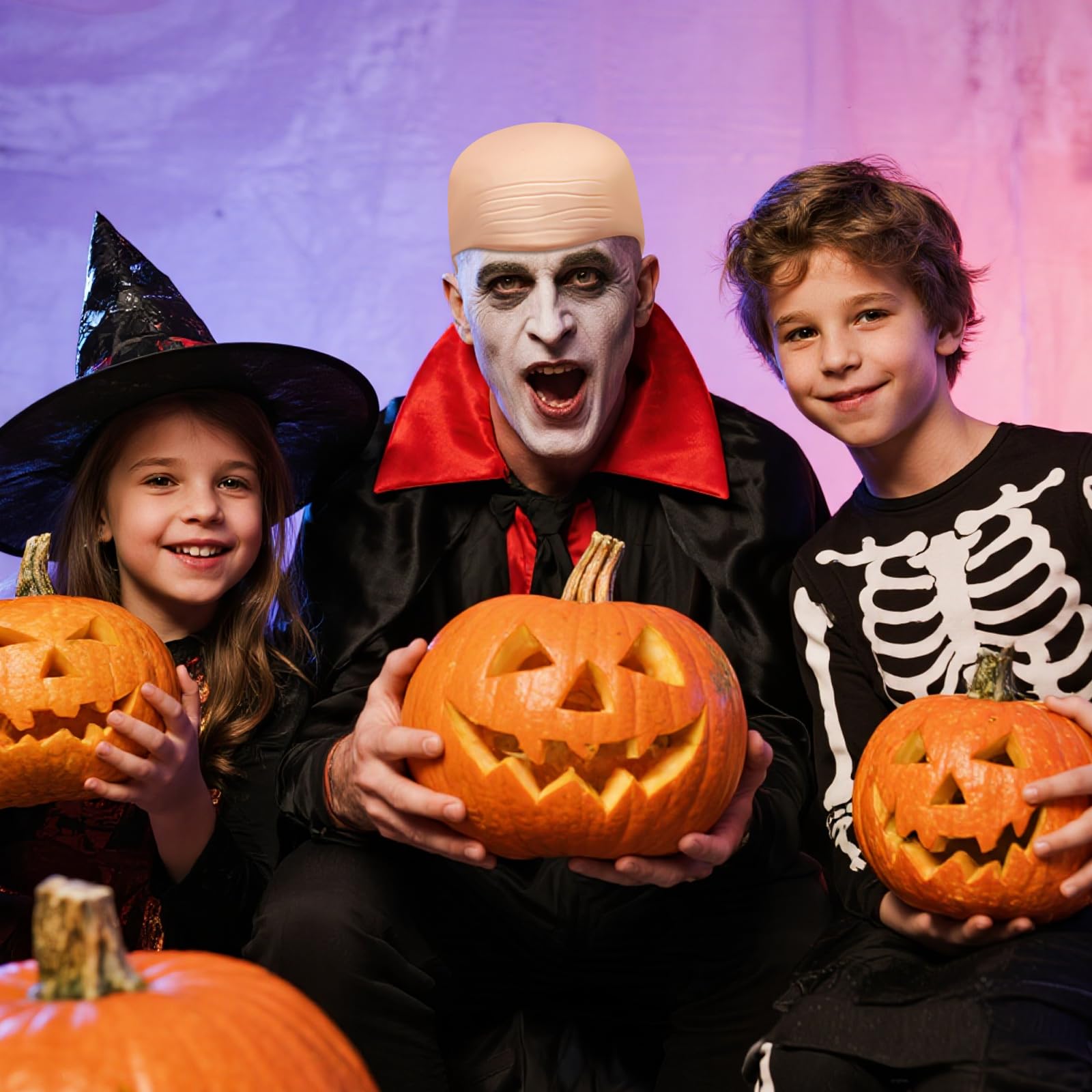 Zestaw czapek łysiących dla dorosłych i dzieci – 7 sztuk sztucznej brody + lateksowe łysienie + okulary przeciwsłoneczne – przebranie na Halloween, Cosplay, kostium Pitbulla, Pitbull, Pitbull, Pan