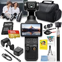DJI Osmo Pocket 4, Vlogging Cameras, 4K/240fps Vlog Camera, 3-Axis Stabilization, Active Track 7.0 + Accessories Including a 128GB Extreme Memory Card + Selfie Stick + More