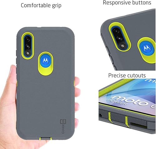Miniatura 6 de CoverON Funda resistente diseñada para Motorola Moto E7 Power, cubierta de teléfono de grado militar resistente, color gris