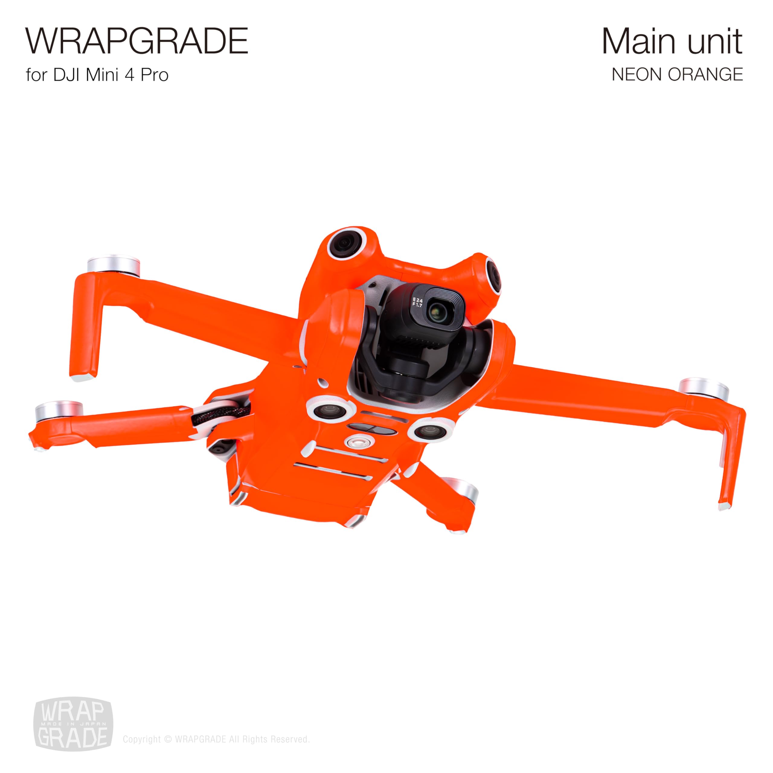 WRAPGRADE Skin Stickers Compatible with DJI Mini 4 Pro | Full Wrap (Neon Orange) - Image 4