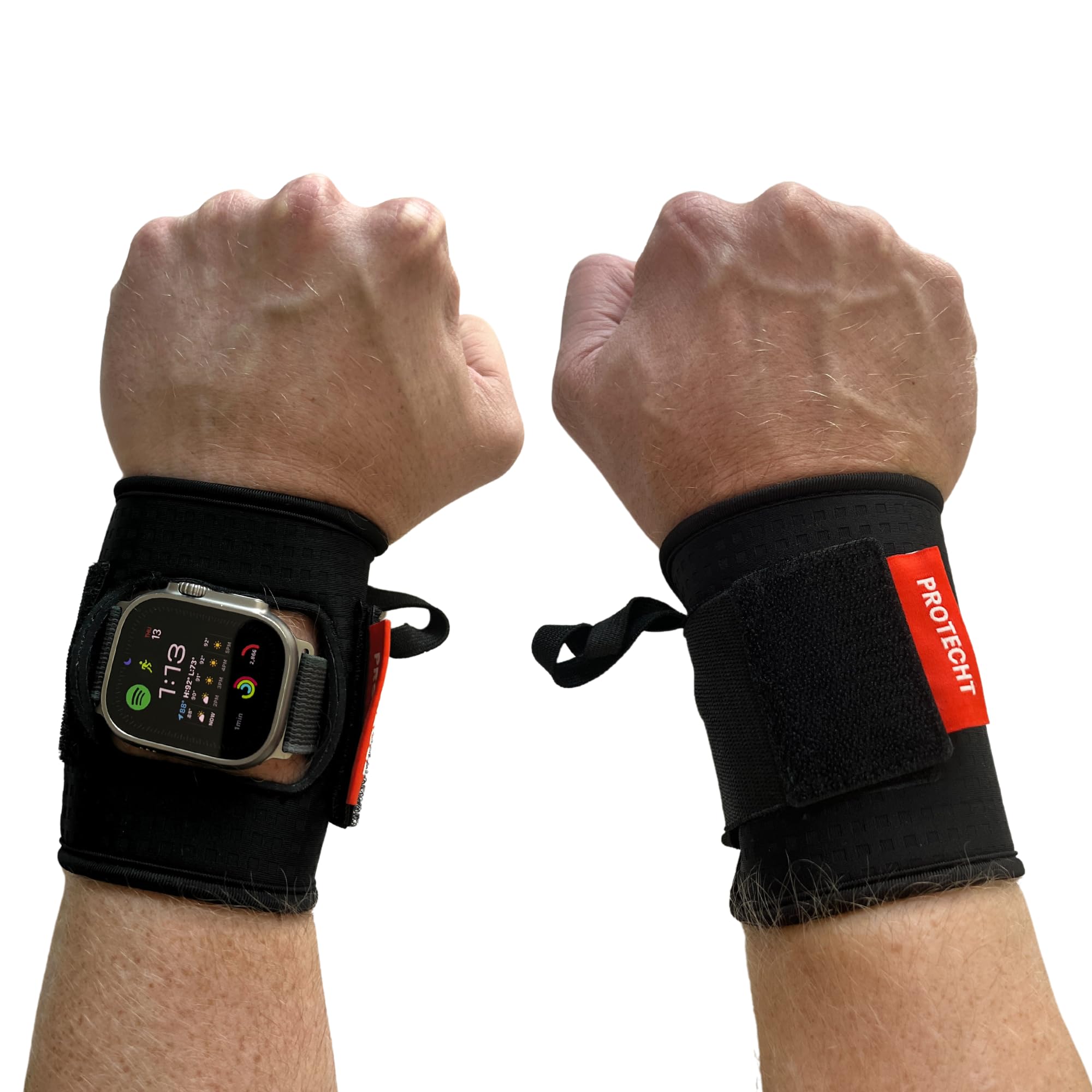 PROTECHT Wrist Wraps for Weightlifting with Smartwatch (w/Stealth Patch, Large (6.5-8"))