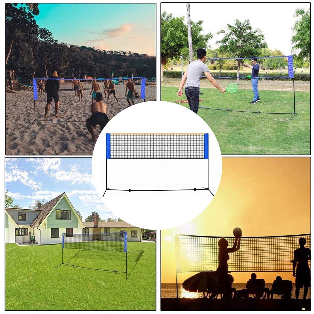 APOE Rete da Tennis Badminton Pallavolo Portatile per Giardino, Pieghevole e Regolabile, Rete da Badminton con Supporto per Sport All'aperto e Indoor Spiaggia, 3m-6m