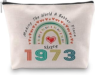 50th Birthday Gifts for Women, Making The World A Better Place Since 1973 Cosmetic Bag, 1973 Birthday Party Gifts, Makeup Bag Travel Pouch for 50 Year Old Woman, Friend Mom Aunt Sister Boss Teacher