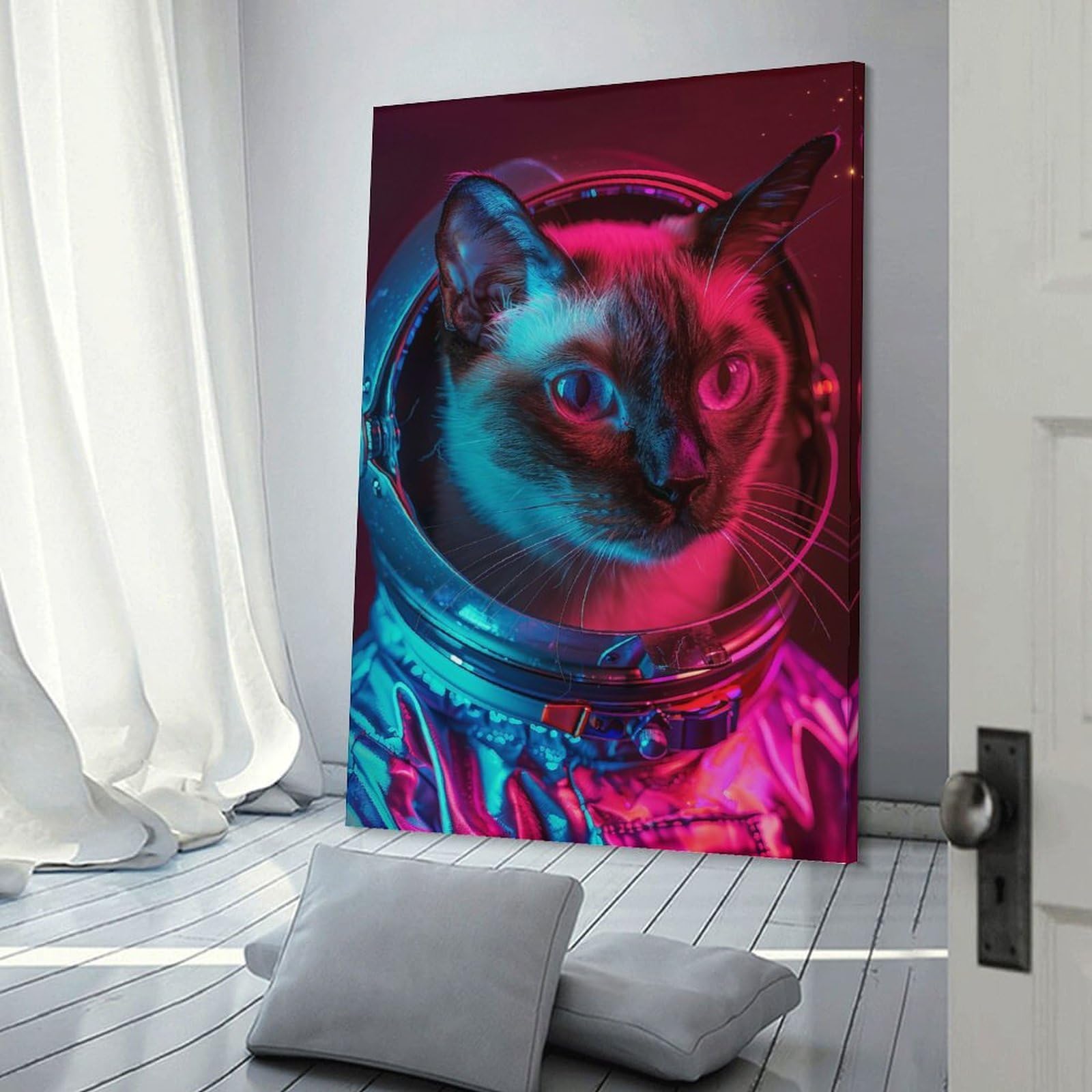 Junmoney Siamese Canvas Wall Decor 24x36inch(60x90cm), for Feature Walls in Flats Or Modern Rooms, Decorative Artwork with Flexible Styling