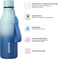 Vista 306 de BJPKPK Botellas de agua aisladas, botella de agua de metal de acero inoxidable de 18 onzas con correa, termo a prueba de fugas sin BPA, tazas