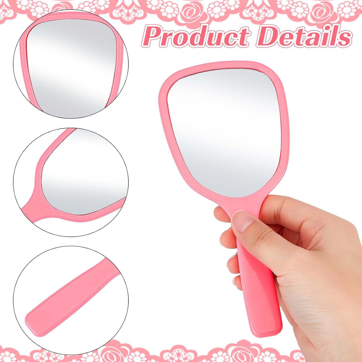 24Pcs Small Handheld Mirror with Handle Bulk DIY Makeup Mirror