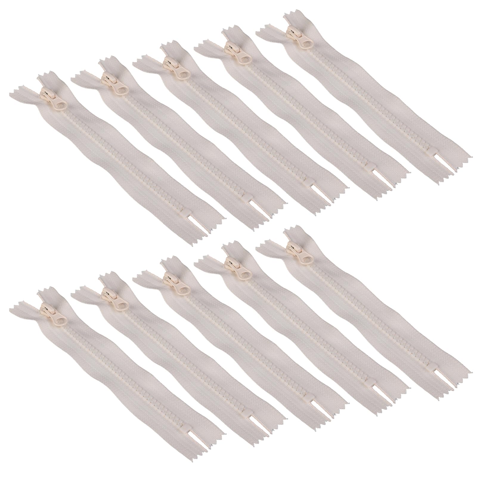 Hangsu 10Lots White Resin Zippers with Durability Metal Puller Meter Garment Zipper Slider Bags Zips Pulls Repair Sewing Accessories Resin Teeth Zipper