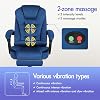 ELFORDSON Massage Office Chair for Home Office, Executive Desk Chair 77 cm High Back 150° Recliner Tilt Function Padded Swivel, Velvet Blue, 2-Point Massage