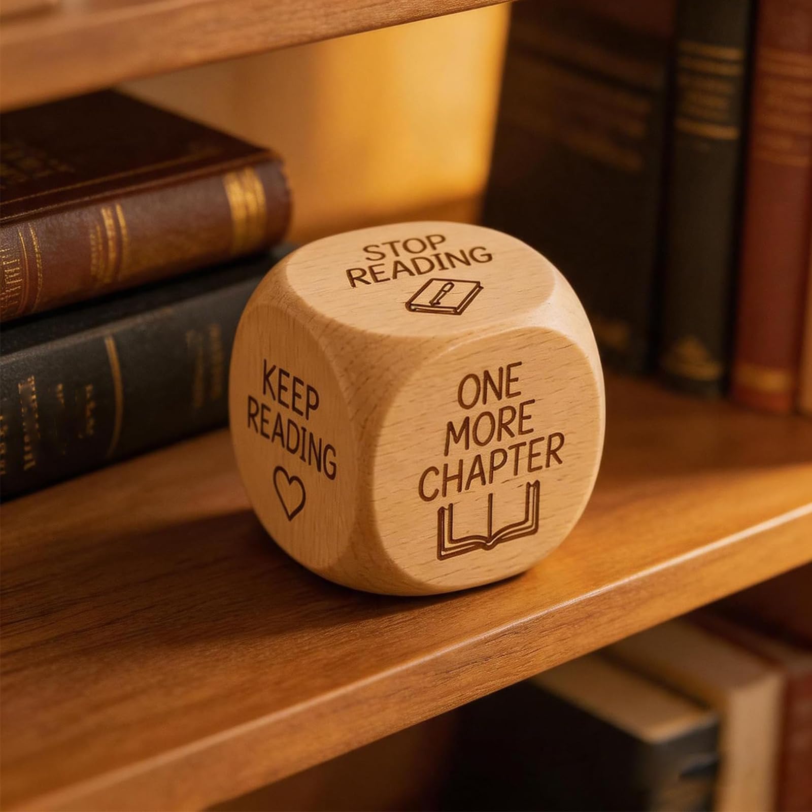Dadi per decisioni di lettura in legno - Regali per gli amanti dei libri, divertente strumento per la scelta del tempo di lettura, cubo di gioco a 6 facce per routine di lettura (4pcs)