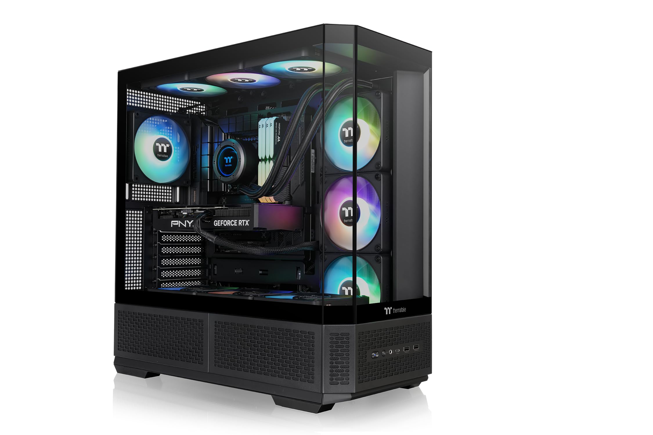 Thermaltake View 370 TG ARGB Torre Media Gaming | Ventiladores Preinstalados ARGB PWM (SF360 Reverse + SF120) | Cristal Templado | USB 3.2 x1 USB 3.0 x2 | Panel Frontal | Negro