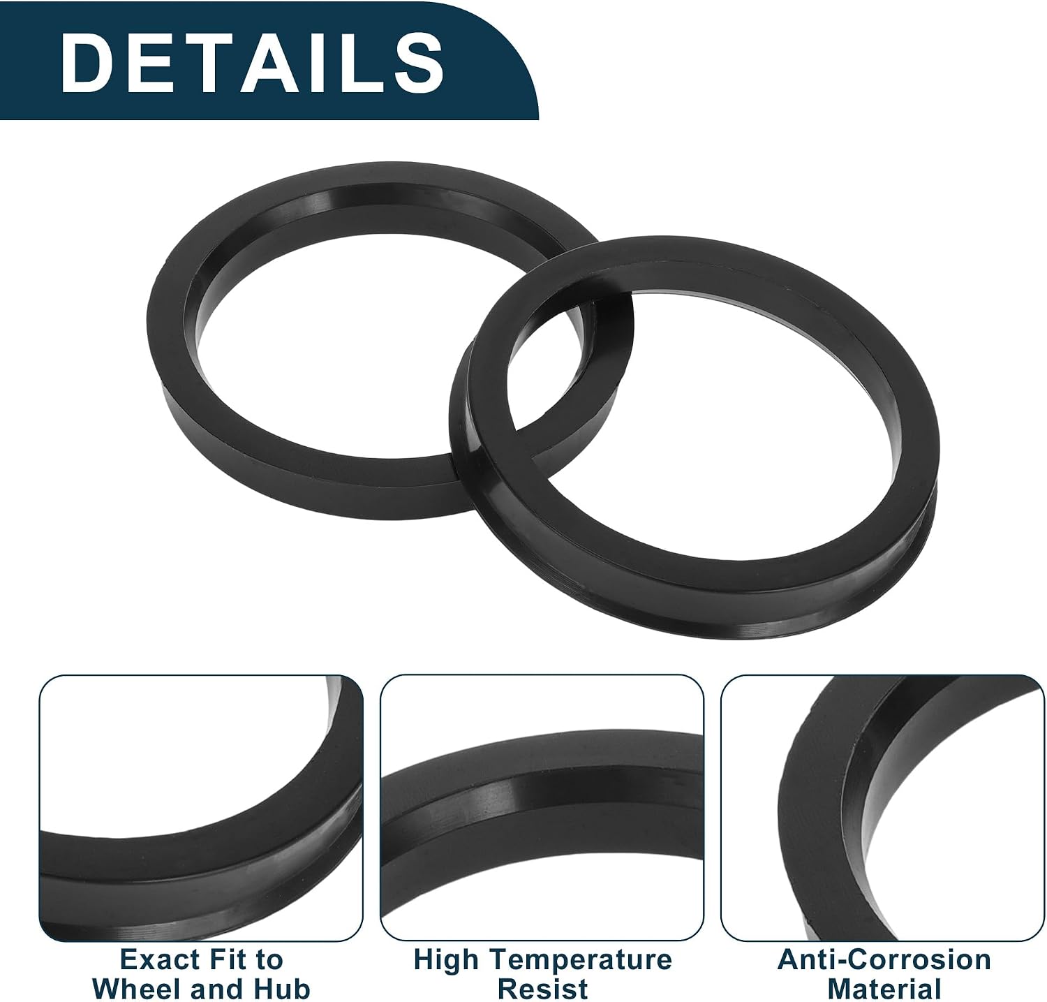 Car Wheel Hub Centric Rings Durable Wheels Center Shaft Shock Absorbing Hubrings Black 4 Pcs OD 83.1mm to ID 70.6mm Polycarbonate Durable Material