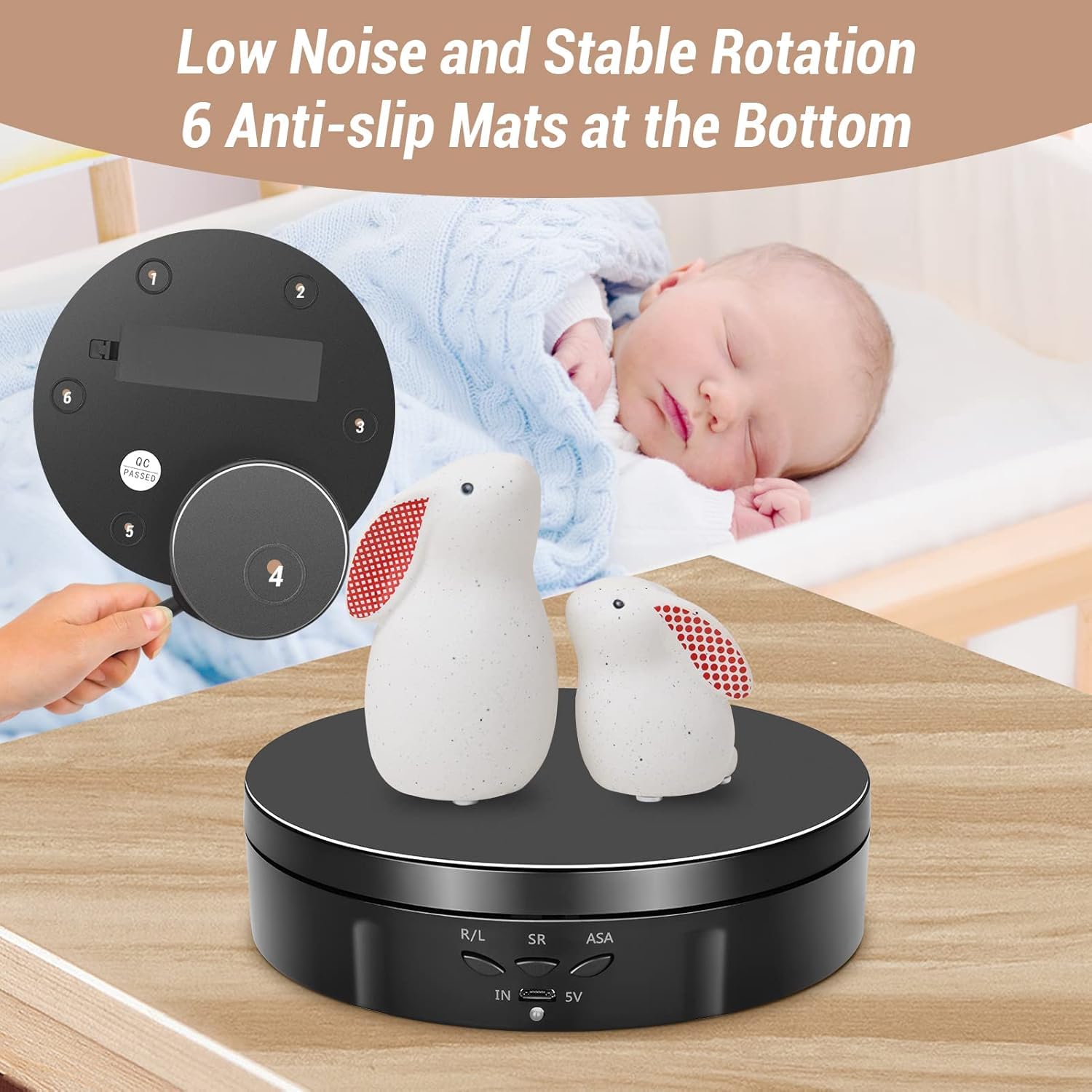 Espositore Girevole Elettrico 10KG 14,6CM, Base Girevole Elettrica con Batteria Ricaricabile, Piatto Girevole Elettrico de 360° con Velocità Regolabile per Esposizione Prodotti