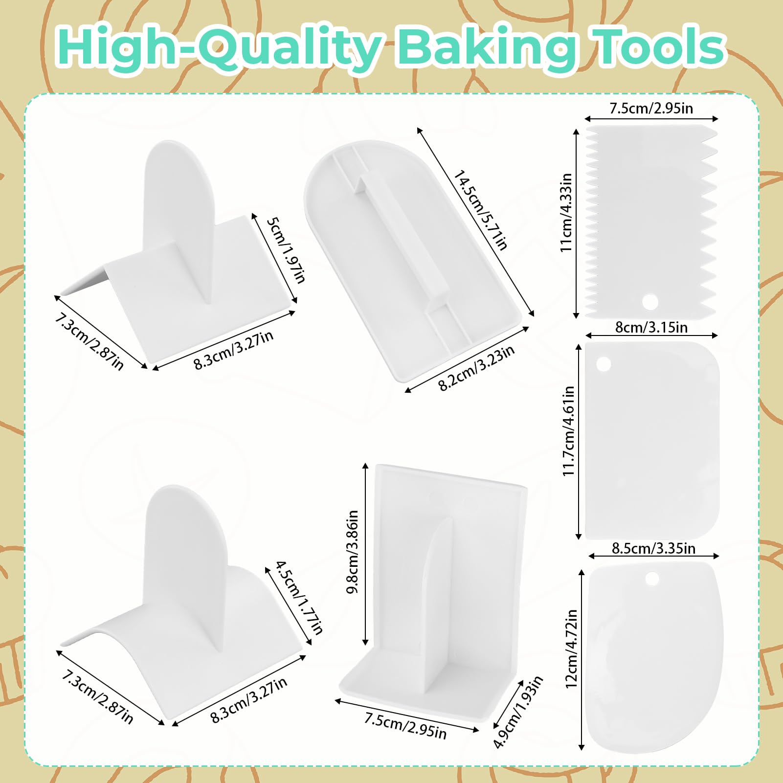 Lot de 4 lisseurs à gâteau fondant avec coin lissant pour décoration de gâteau, travaux de modelage, pâte d'amande pour pâtisseries pour la viande au sucre - 2