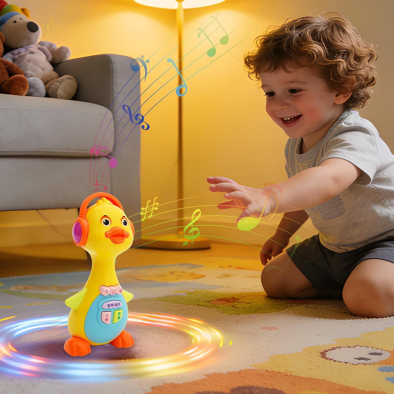 Dancing Duck Toy, Interactive Sound Feature, 1 Piece, Walking Duck Toy, Cute Dancing Duckling Fiddle, Battery Operated Convenience, for Boys Girls Preschoolers Living Room