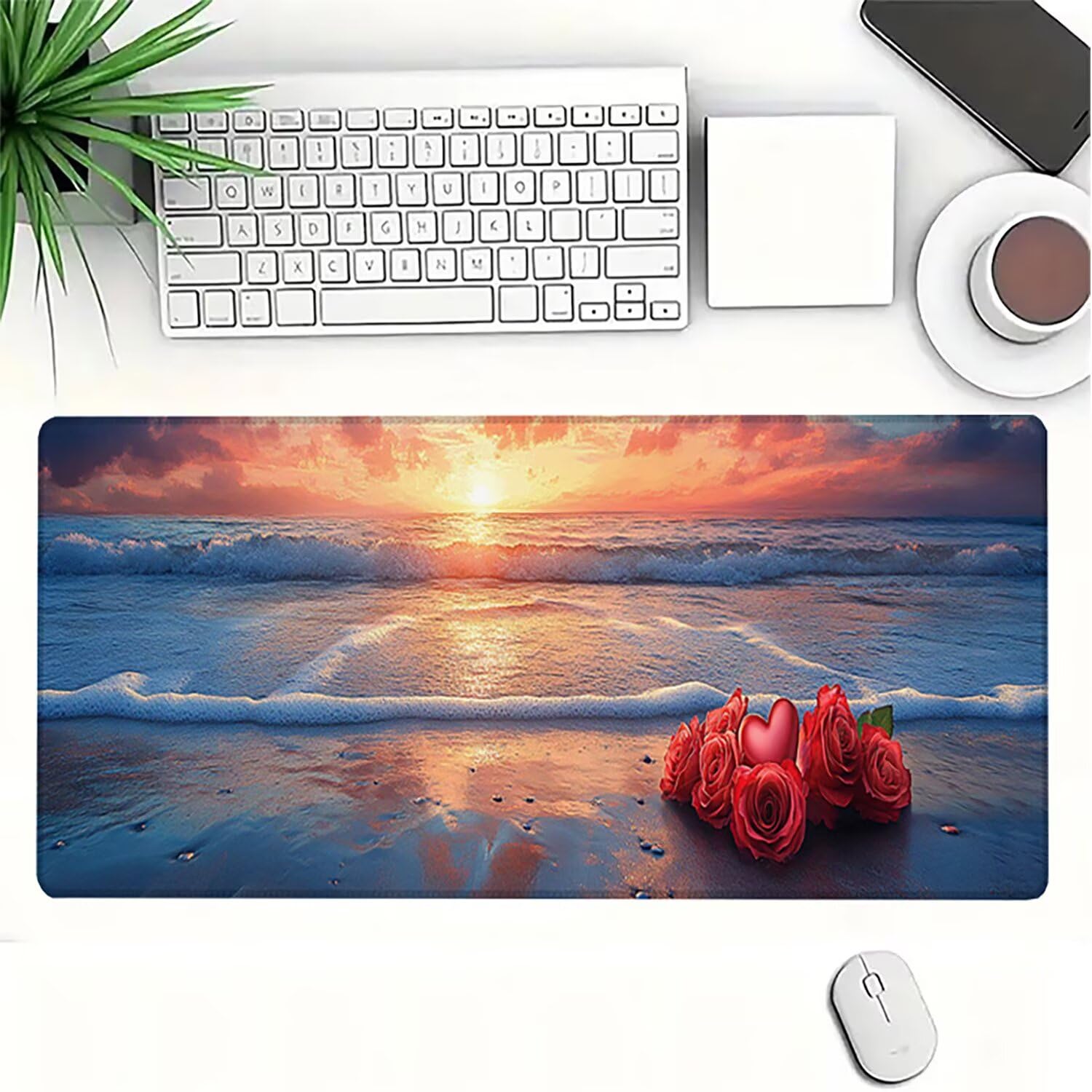 Lejnlnng Podkładka pod mysz do gier XXL, 160 x 80 cm - duża ocean mata na biurko, wodoodporna podkładka pod mysz XL fabryka, antypoślizgowa gumowa podkładka pod mysz z przeszytymi krawędziami do biura