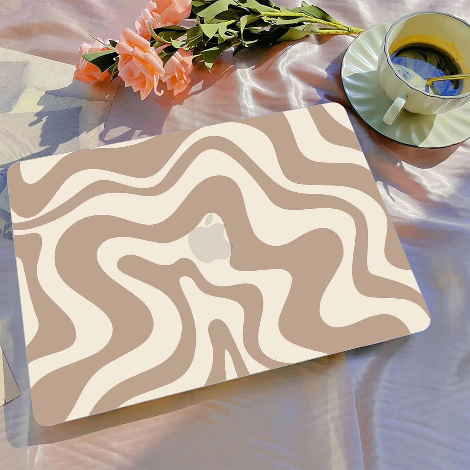 B BELK Compatible with MacBook Air 13 inch Case 2026 2025 2024 2023 2022 M4 M3 M2 A3240 A3113 A2681, Plastic Hard Shell Case for MacBook Air 13.6 inch + Keyboard Cover + Screen Protector, Brown Wave - Image 3