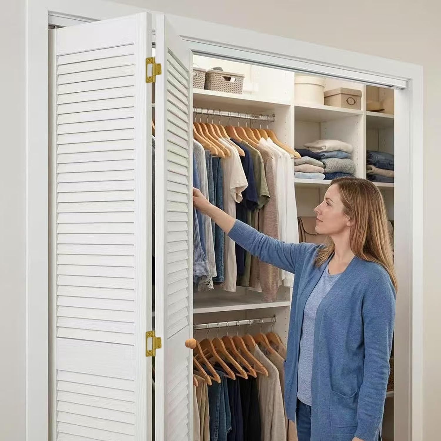 36-Inch Complete Bifold Door Hardware Set, Easy Install Track for Closet, Cabinet, Pantry Doors (Fits 1” to 1-3/8” Lightweight Doors)