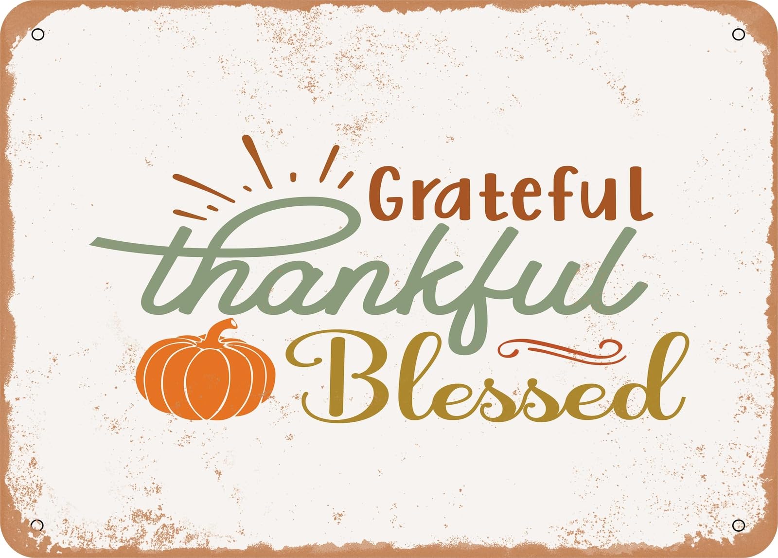 Metal Sign - Grateful Thankful Blessed - 2 - Vintage Look Sign home decor