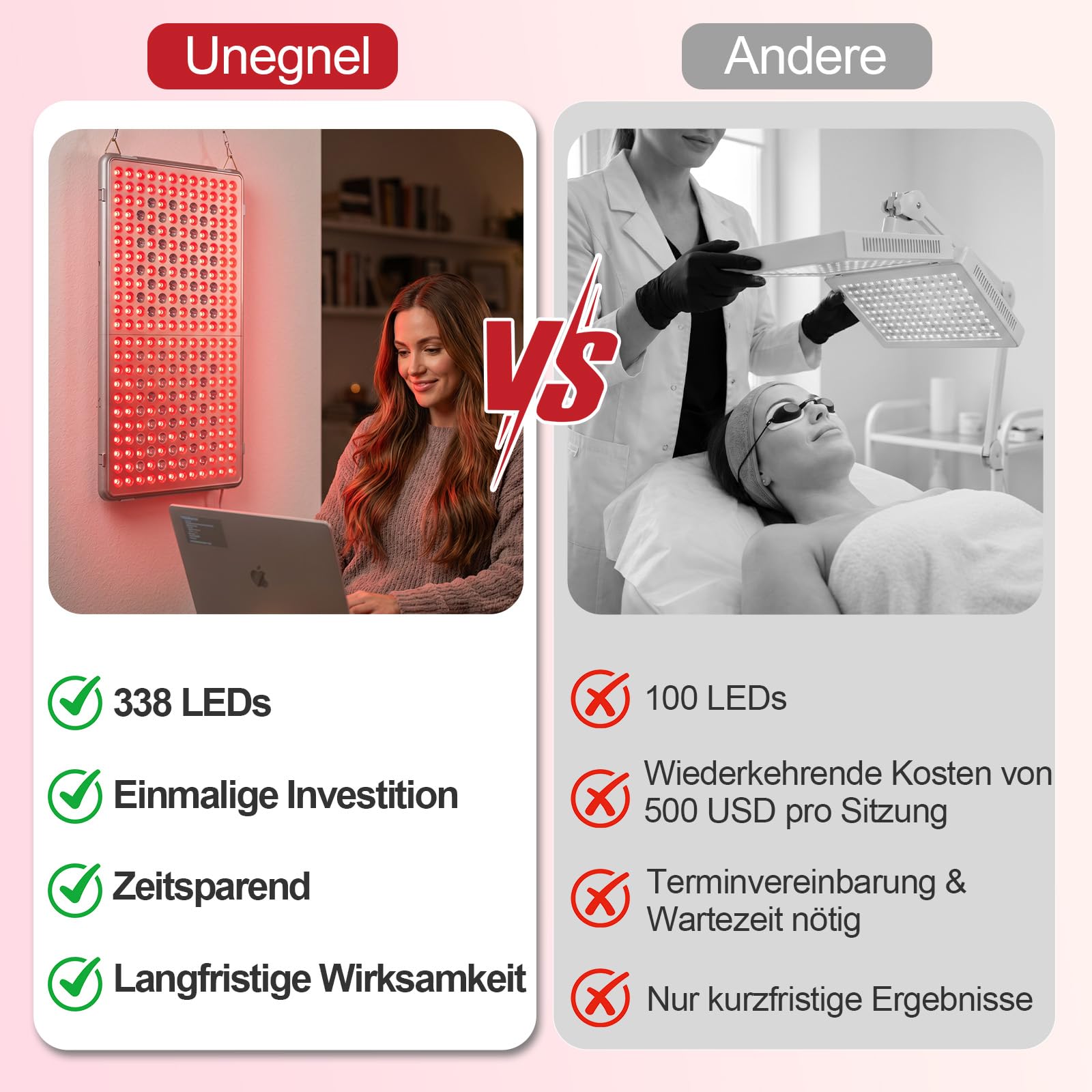 Lampada a Infrarossi, Lampada a Luce Rossa Combo Profey 660nm e 850nm, 338 LED a Luce Rossa con Timer, Pannello a Luce Rossa per Viso, Corpo e Schiena (La Lampada Non Produce Calore)