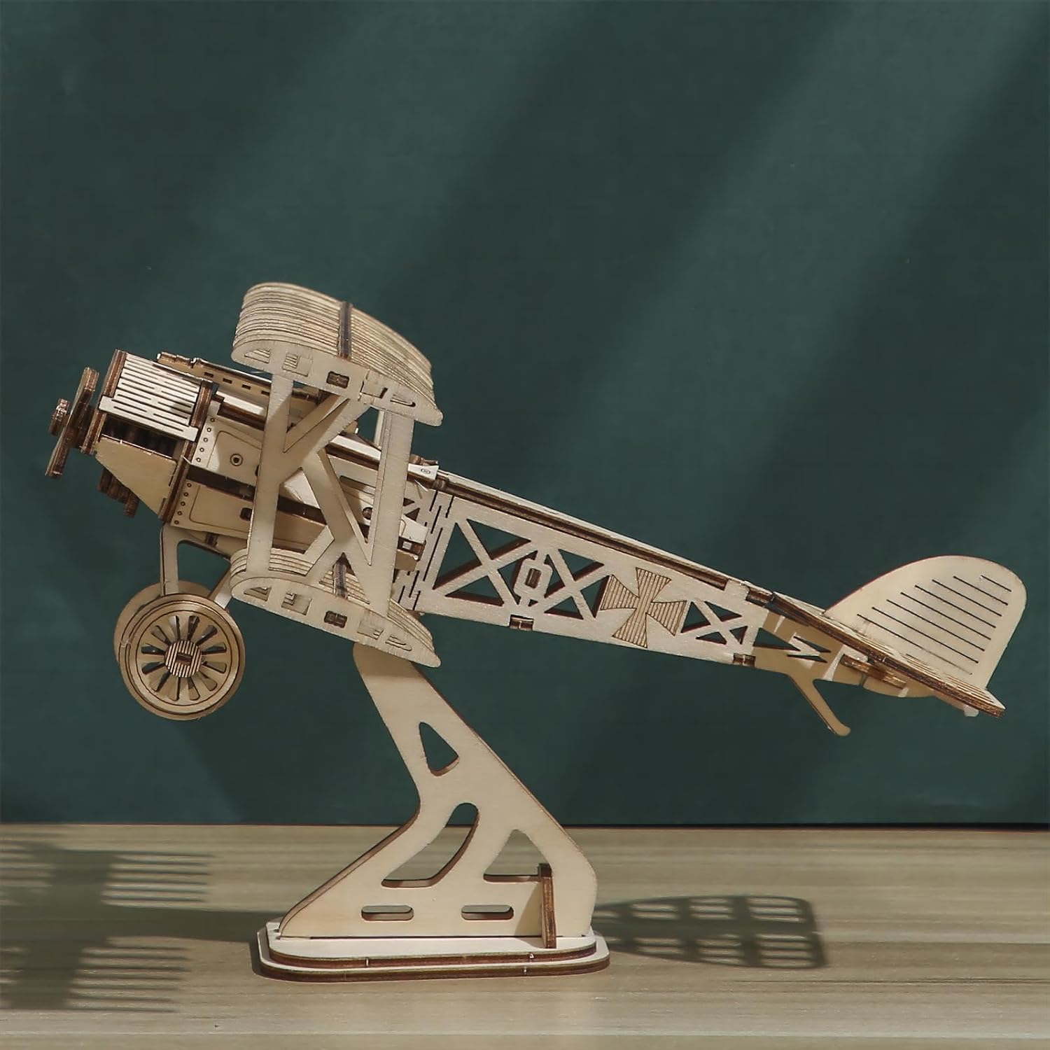 3D Wooden Puzzles Aircraft Vintage Airplane Model DIY Science Kit Birthday for Adults & Teens to Build Combination